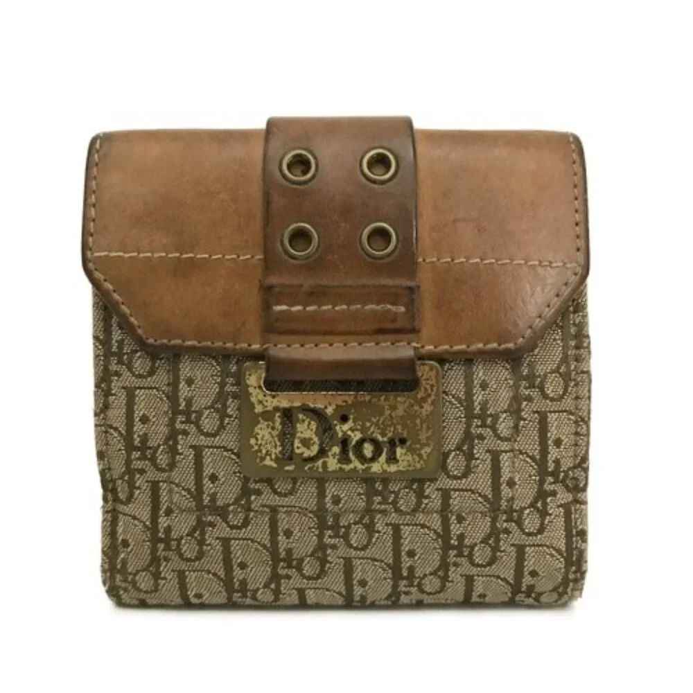 EGA Christian Dior Oblique Trotter Canvas Leather Bifold Wallet Brown/3BK1663